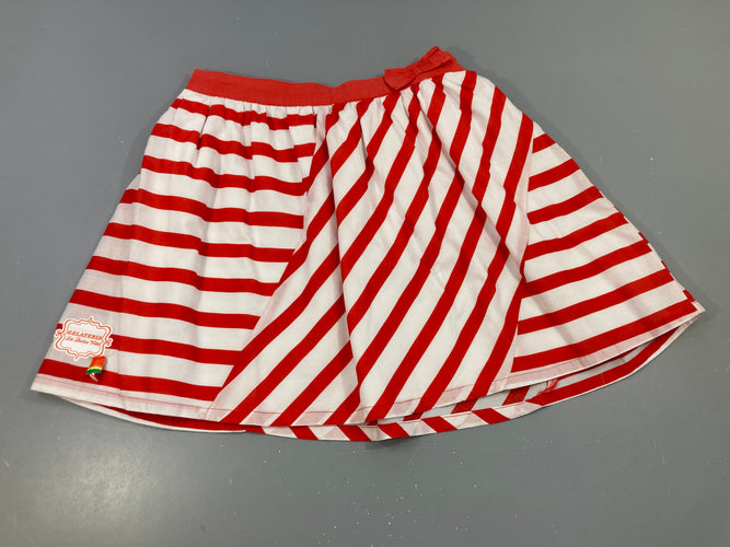 Jupe blanche rayé rouge, moins cher chez Petit Kiwi