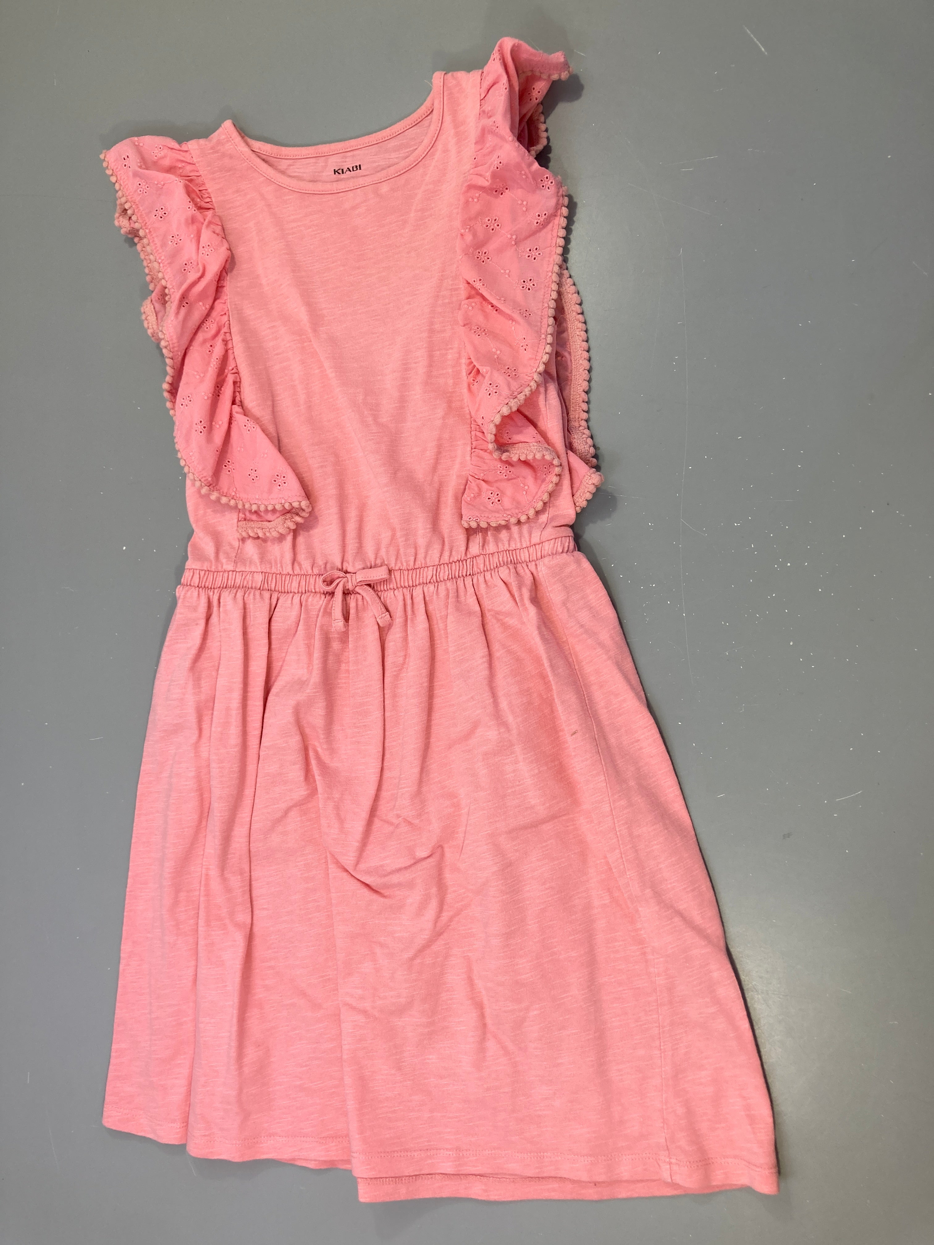 Robe s.m jersey rose clair froufrou manches