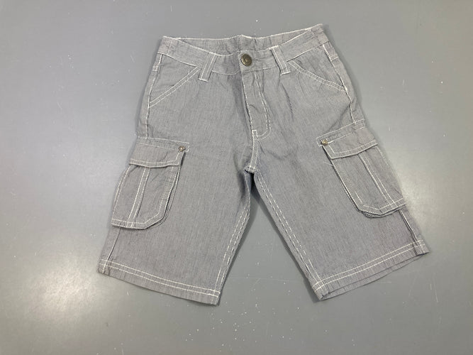 Bermuda gris ligné finpoches latérales, moins cher chez Petit Kiwi
