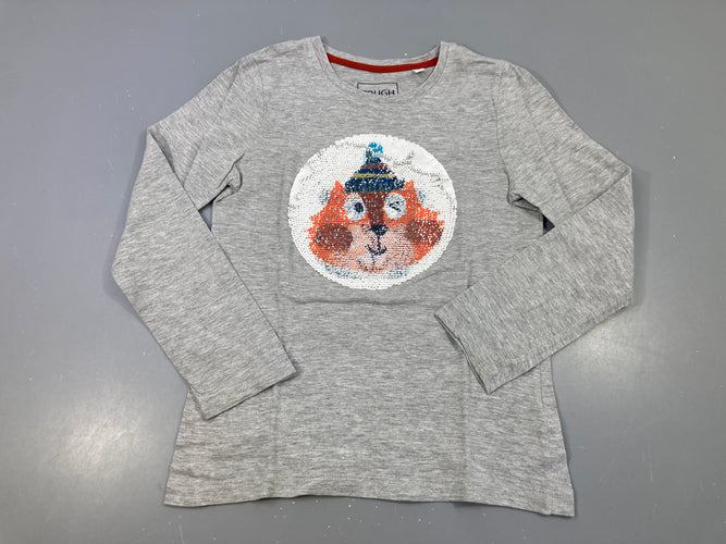 T-shirt m.l gris chiné renard sequins, moins cher chez Petit Kiwi