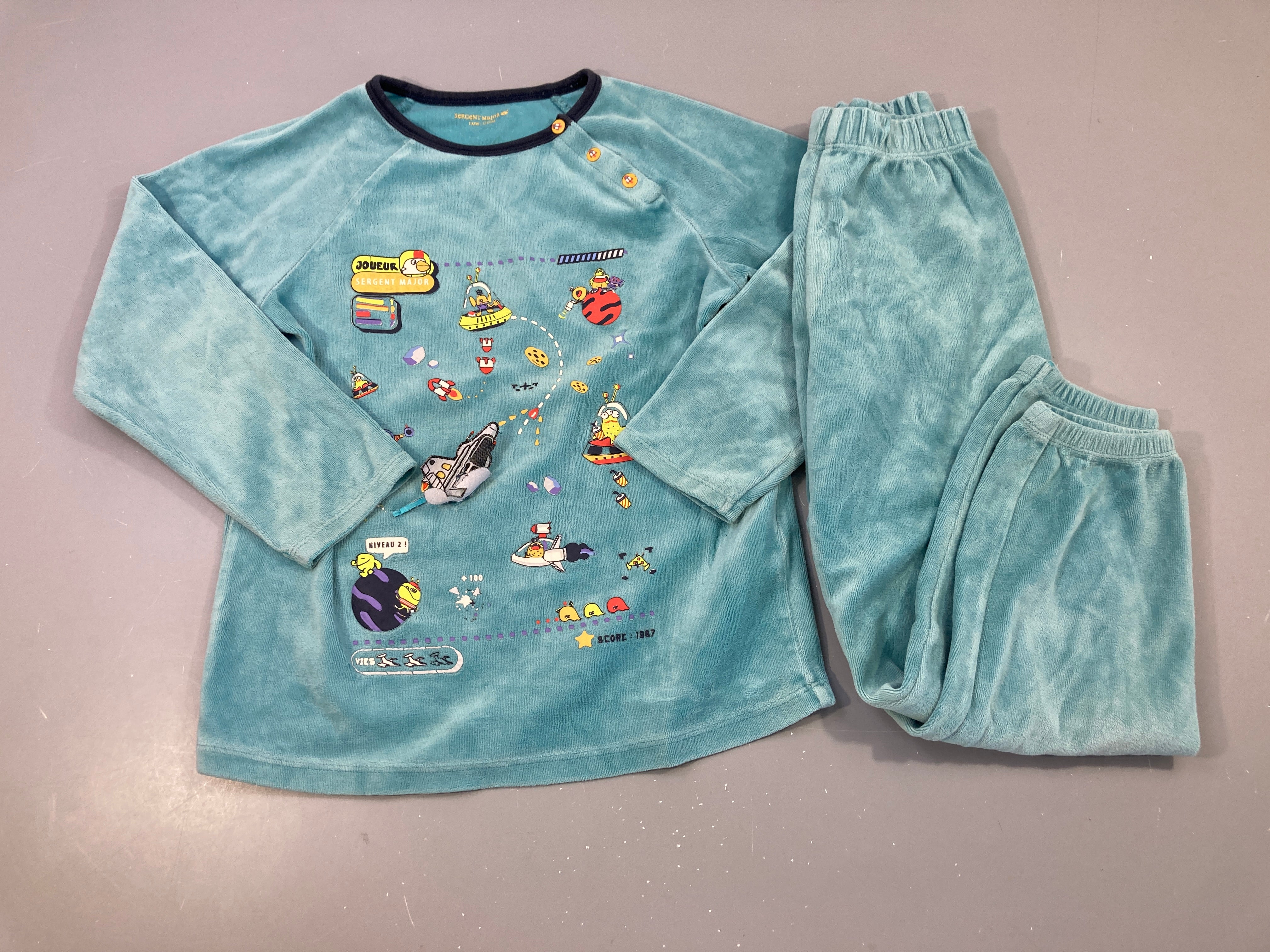 Pyjama 2pcs velours bleu espace