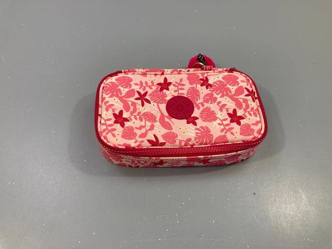 Grande trousse Kipling Cute Pink leaves "50 pens" Quelques traces de crayon intérieur, moins cher chez Petit Kiwi