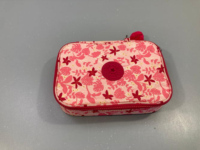 Grande trousse Kipling Cute Pink leaves "100 pens" Traces de crayon intérieur, moins cher chez Petit Kiwi