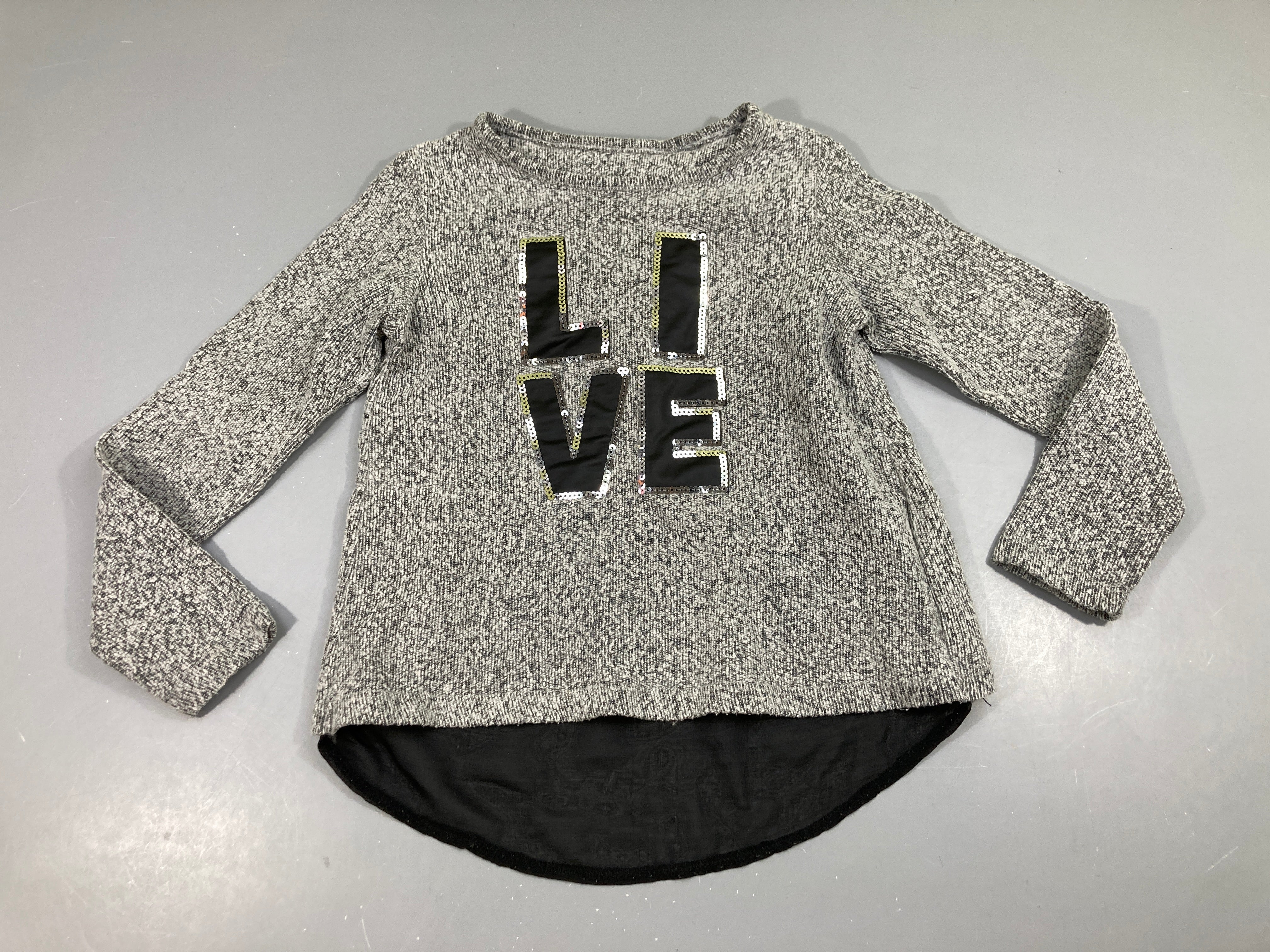 Pull chiné noir/blanc dos voilé Live sequins