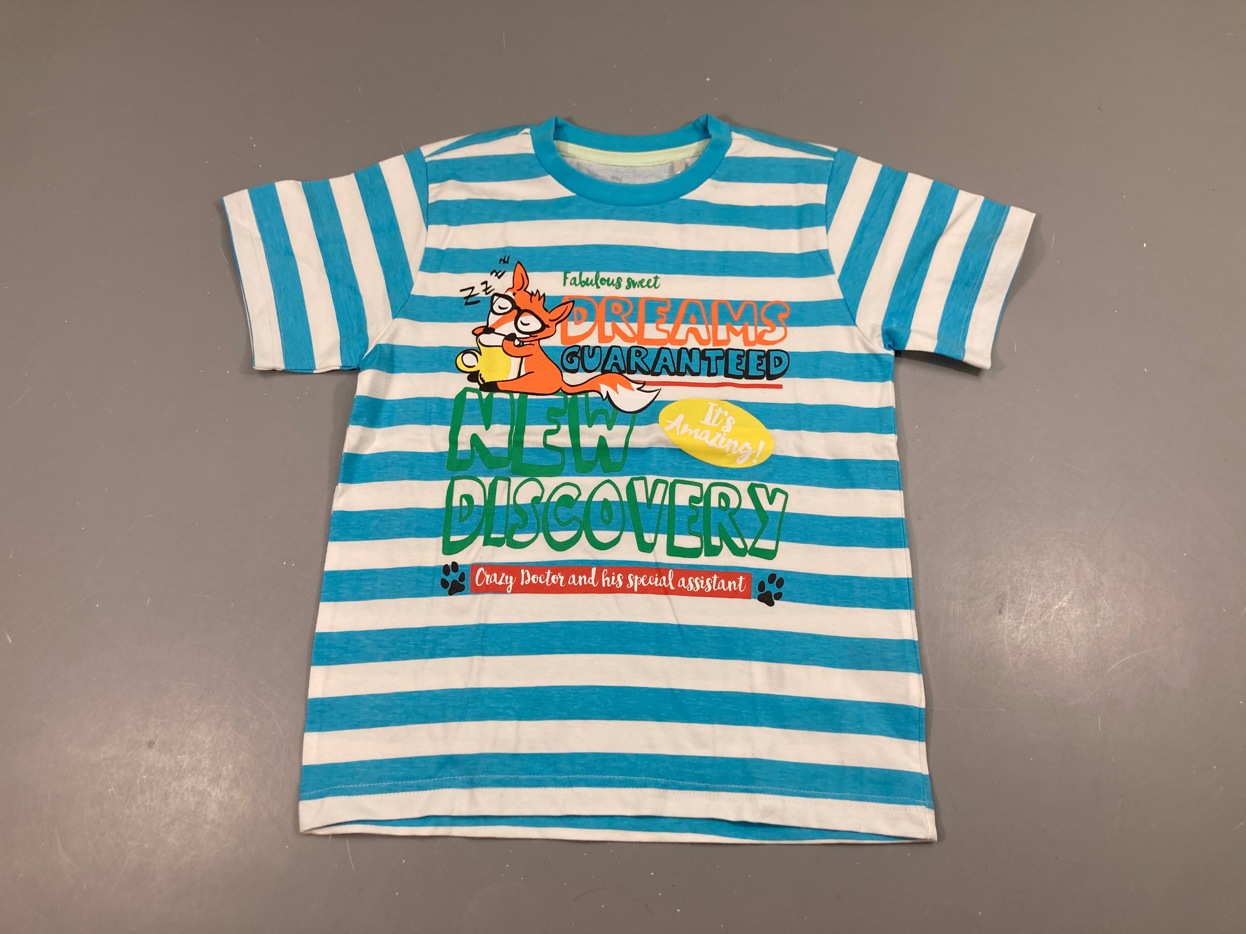 T-shirt m.c blanc rayé bleu Renard