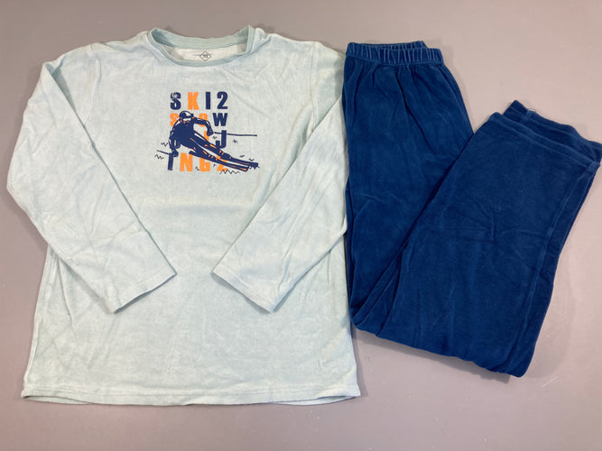 Pyjama 2pcs velours bleu clair Skieur-bleu foncé, moins cher chez Petit Kiwi