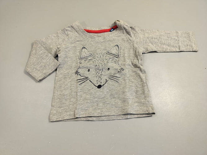 T-shirt m.l gris flammé, tête de loup, moins cher chez Petit Kiwi