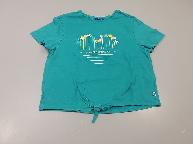 T-shirt m.c  crop top vert , palmier "Summer Paradise", moins cher chez Petit Kiwi