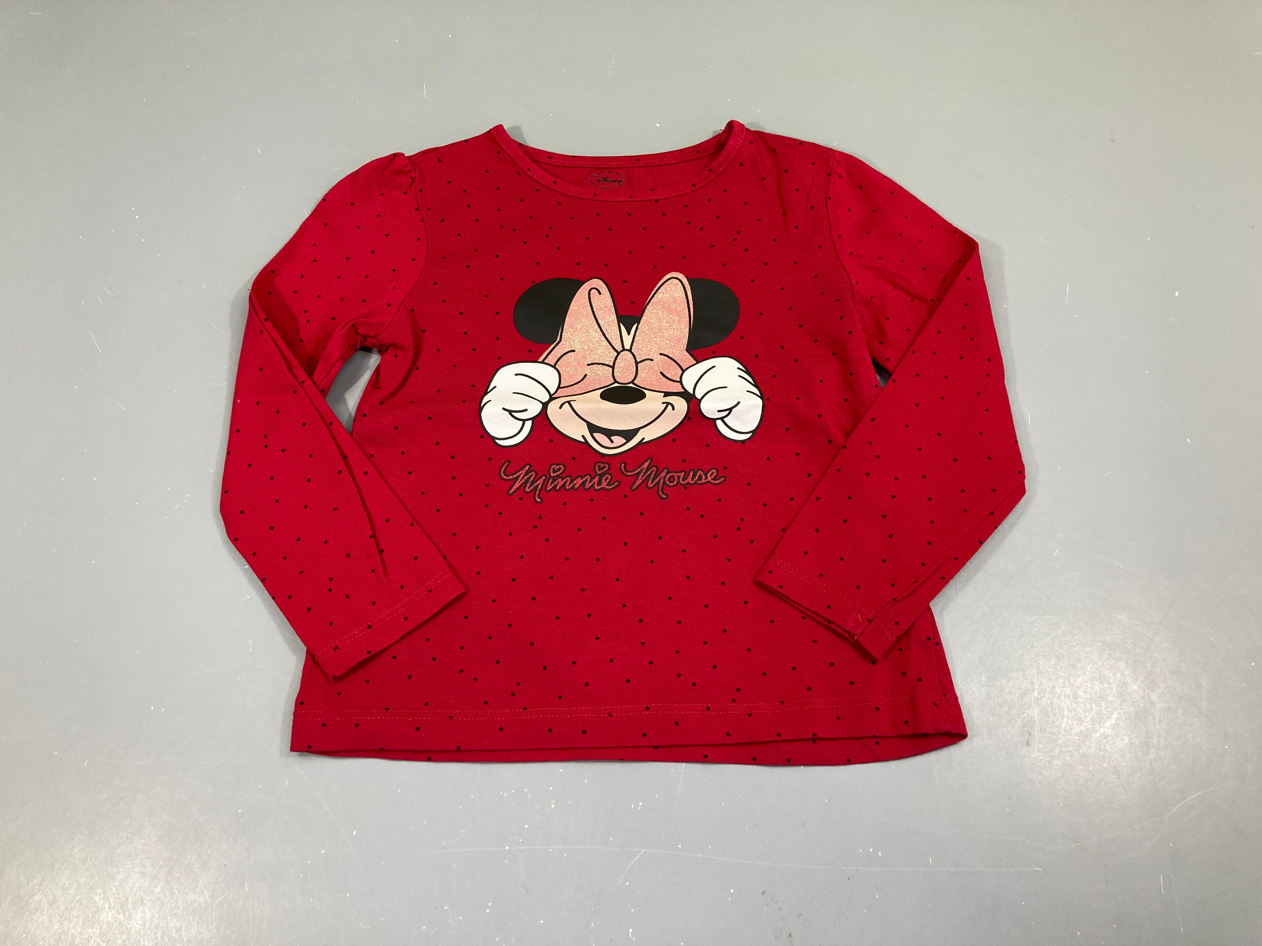 T-shirt m.l rouge pois Minnie