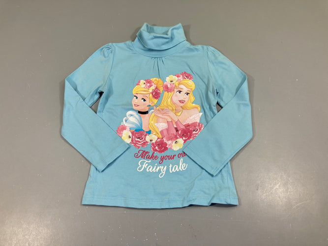 T-shirt m.l col roulé bleu Princesses, moins cher chez Petit Kiwi
