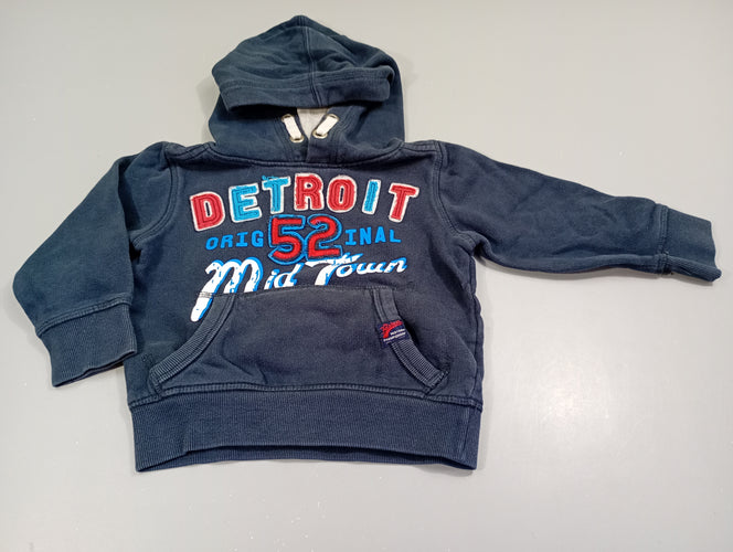 Sweat bleu marine à capuche  "Detroit 52", moins cher chez Petit Kiwi