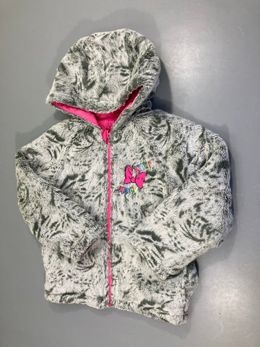 Veste réversible peluche gris/Rose Minnie, moins cher chez Petit Kiwi