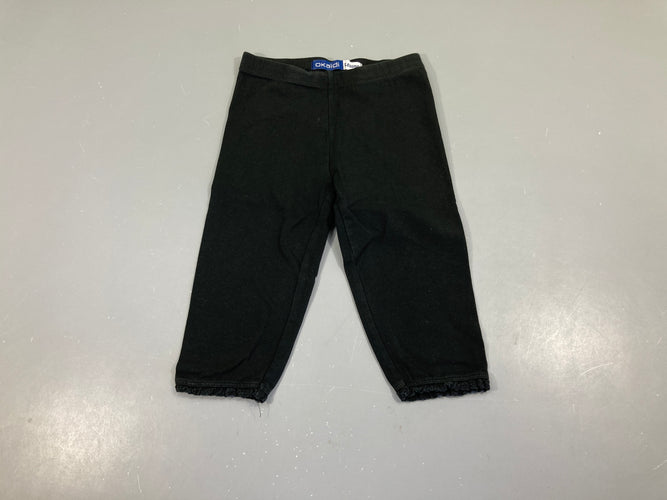 Legging 3/4 noir froufrou bas Coton Bio, moins cher chez Petit Kiwi