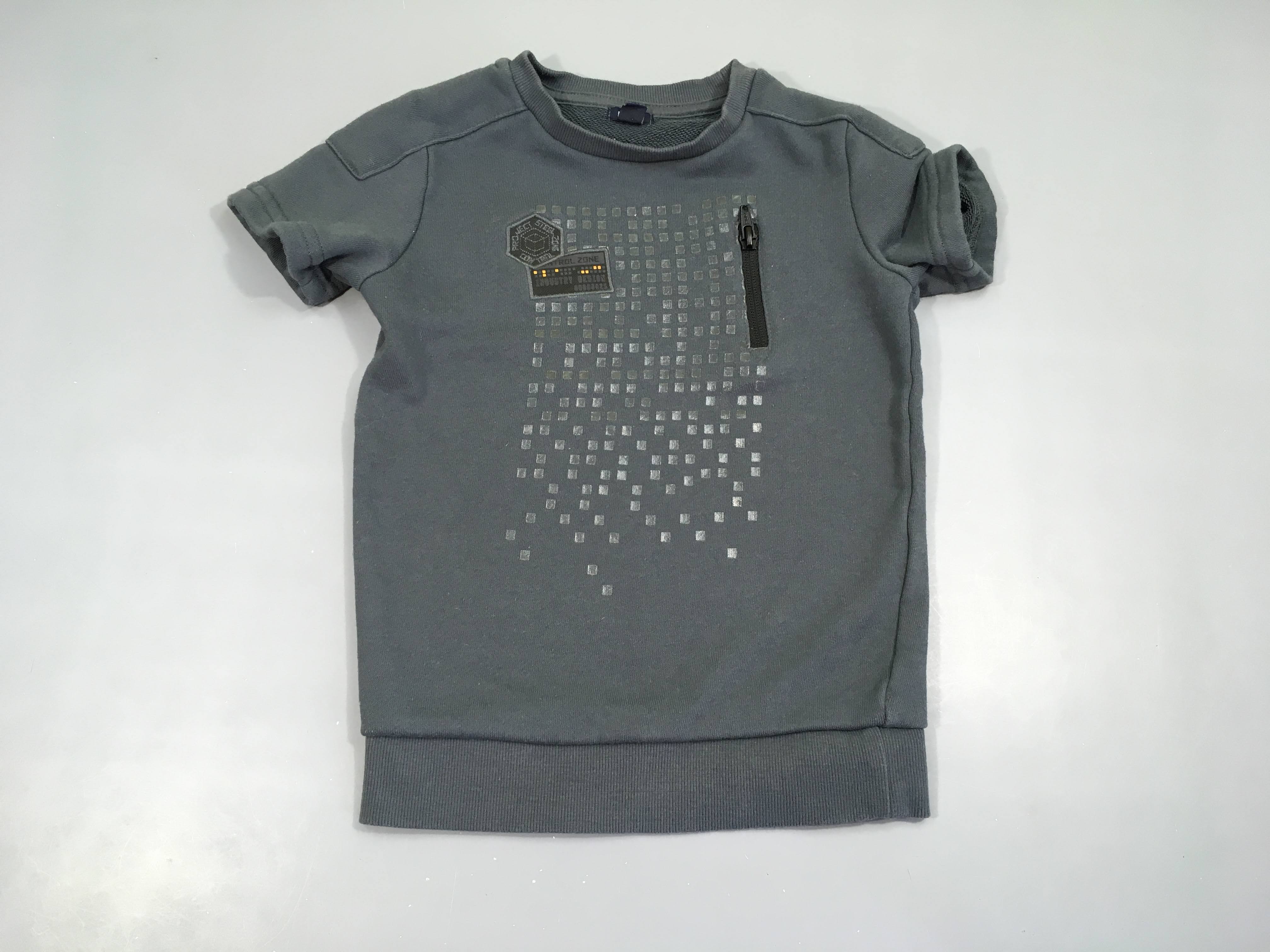 Sweat m.c gris zipp décoratif