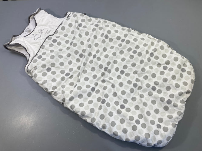 Sac de couchage s.m ouatiné blanc à pois gris , animaux "rêver" T1 (67-81cm), moins cher chez Petit Kiwi