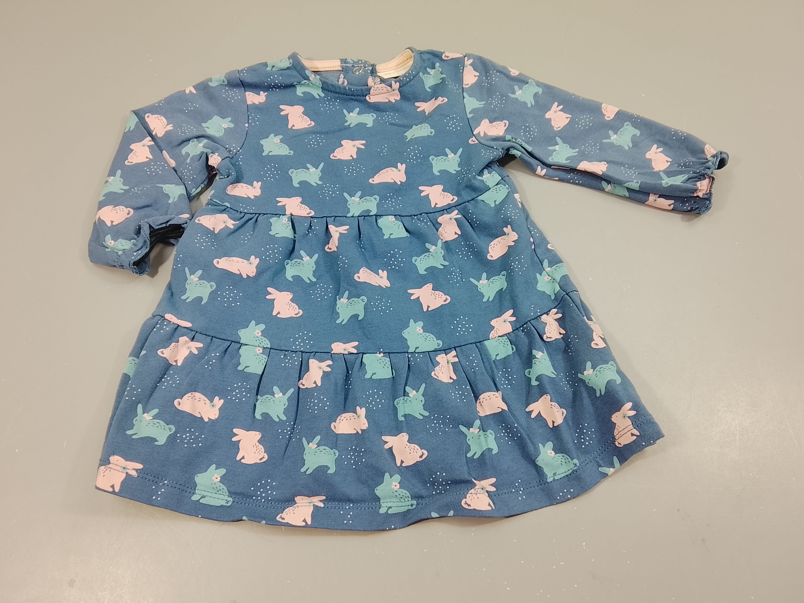 Robe m.l bleue lapines rose, bleu