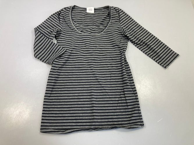 T-shirt m.l gris chiné rayé noir d'allaitement, moins cher chez Petit Kiwi