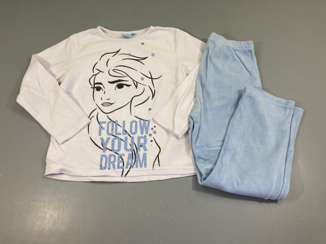 Pyjama 2pcs velours blanc-bleu Frozen, moins cher chez Petit Kiwi