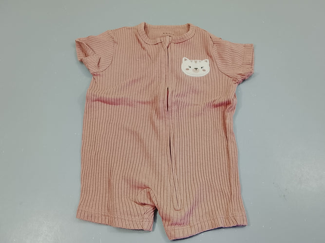 Combishort rose côtelé, tête de chat, moins cher chez Petit Kiwi