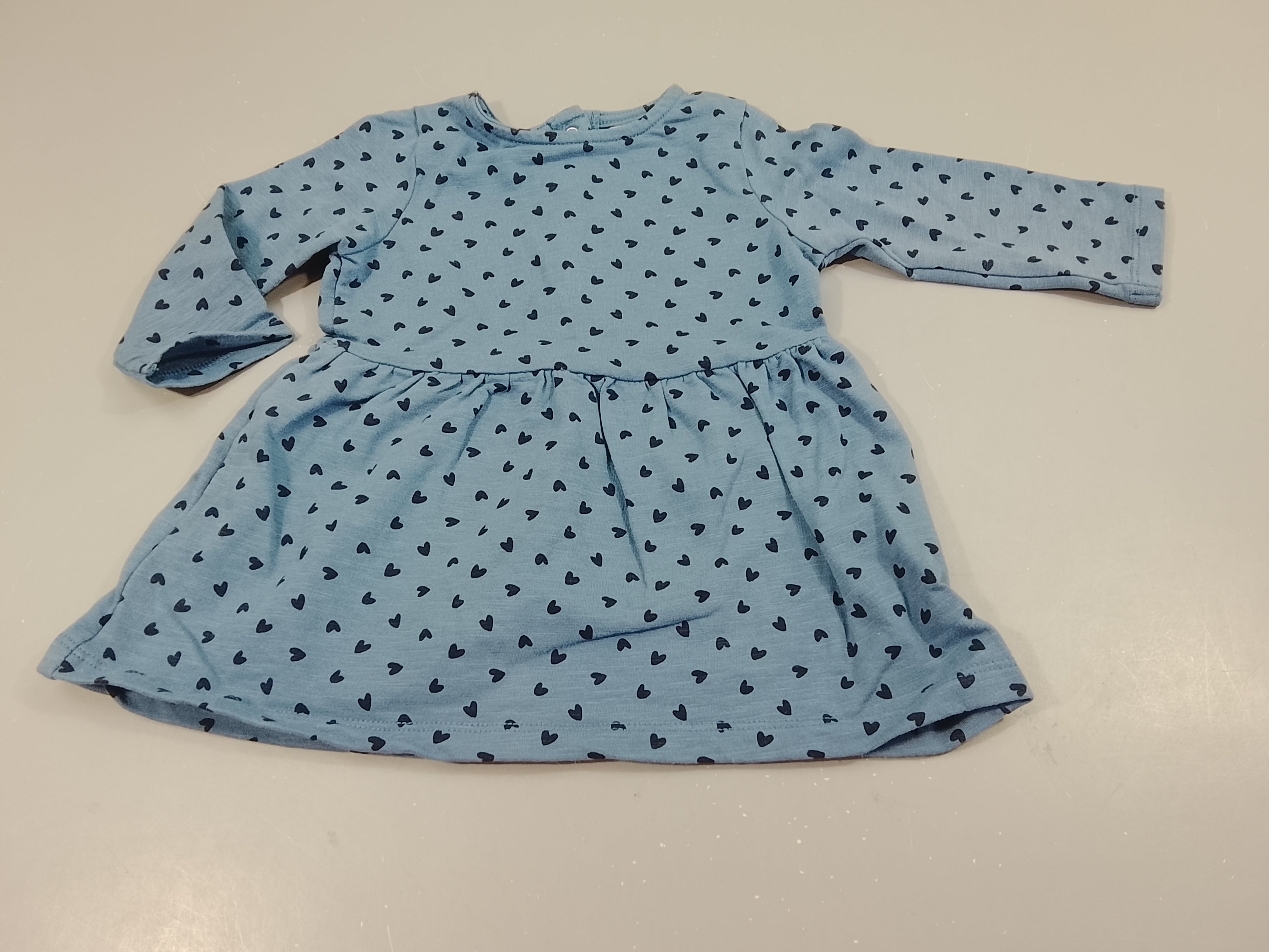 Robe m.l en molleton bleue à coeurs