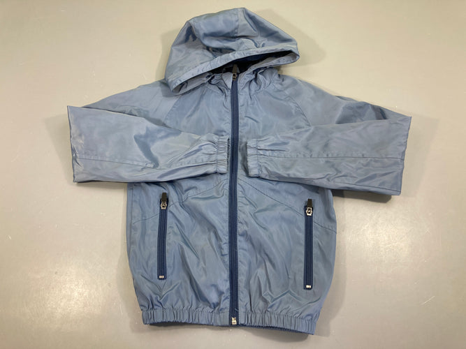 Veste coupe vent à capuche bleue, moins cher chez Petit Kiwi