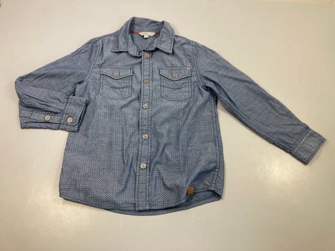 Chemise m.l  bleu  foncé, motifs  blancs, moins cher chez Petit Kiwi