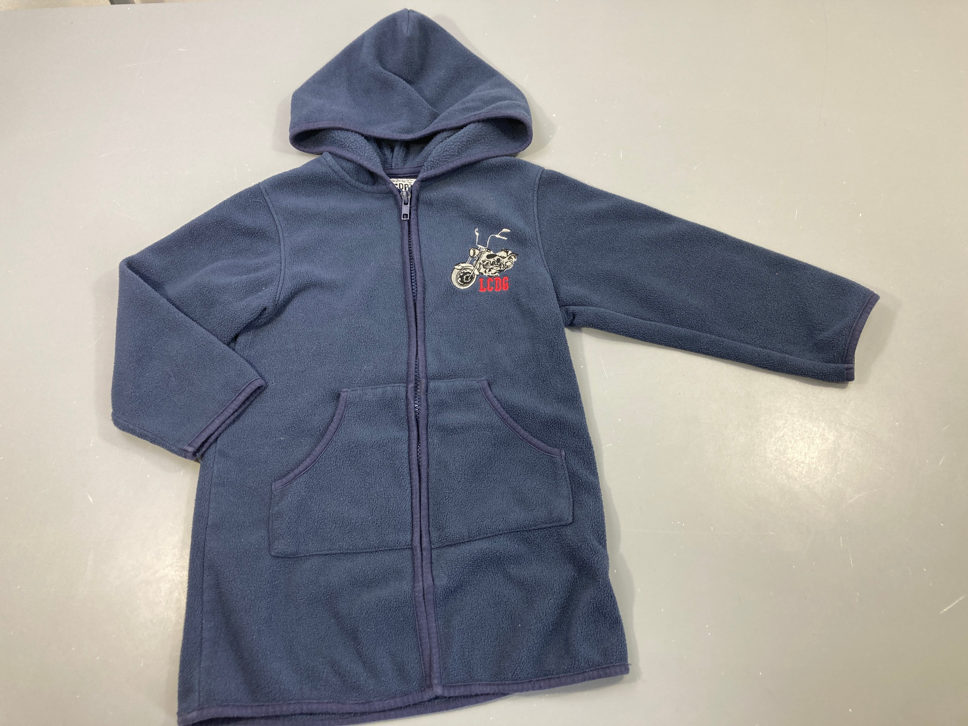 Gilet polar zippé à capuche bleu marine , moto 