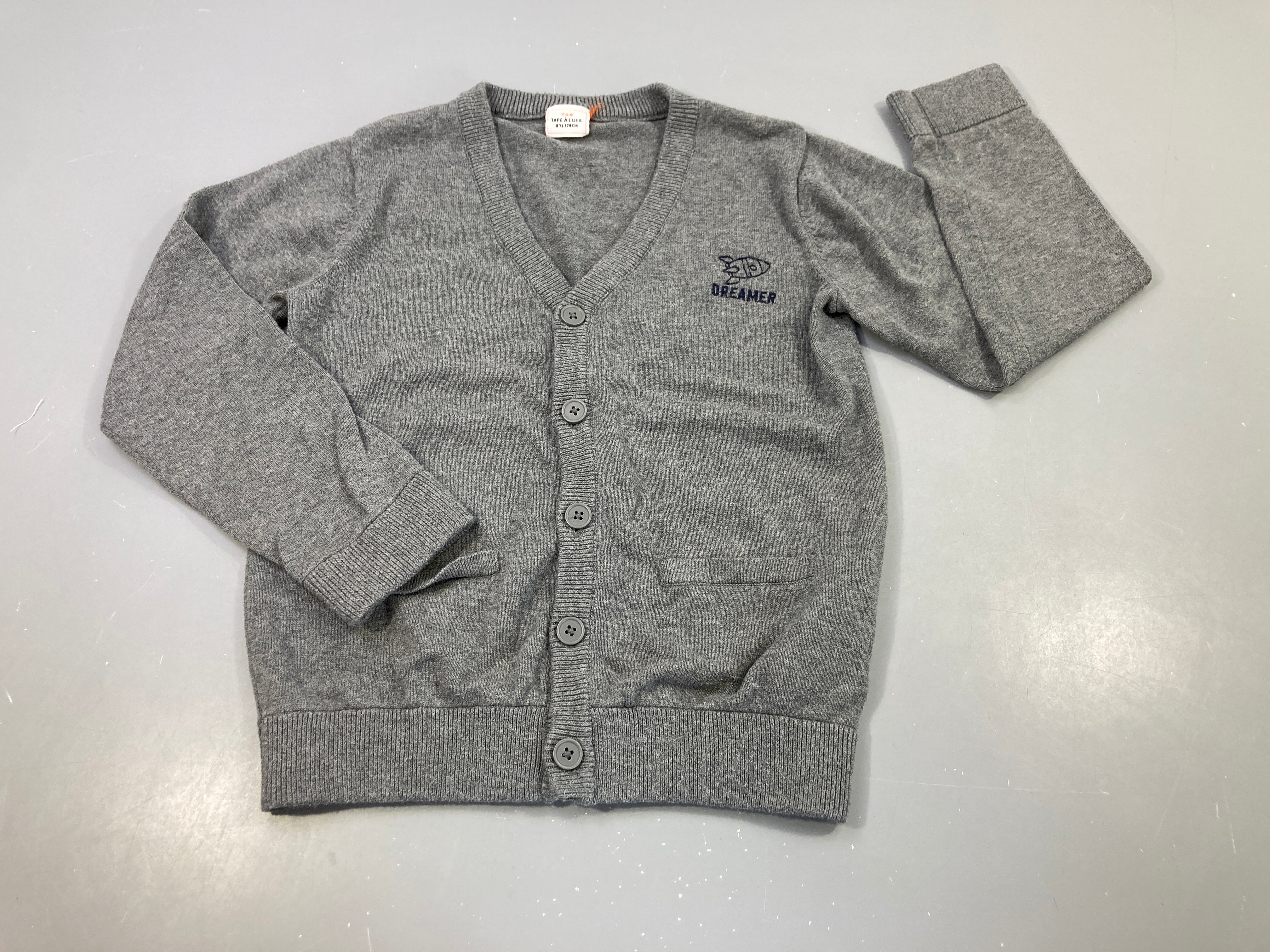 Gilet gris chiné, col v 