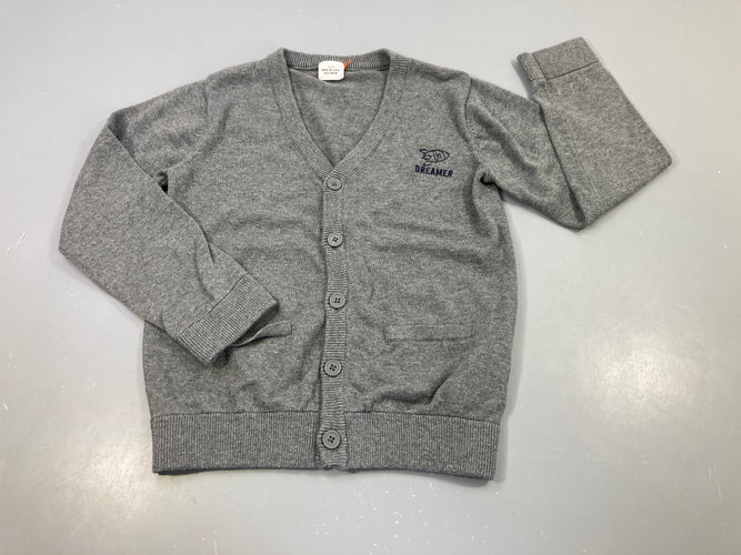 Gilet gris chiné, col v "Dreamer", moins cher chez Petit Kiwi