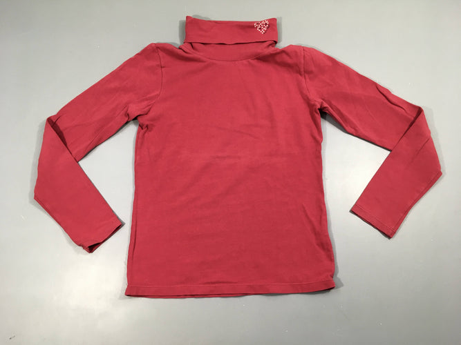 T-shirt col roulé rose coeur, moins cher chez Petit Kiwi