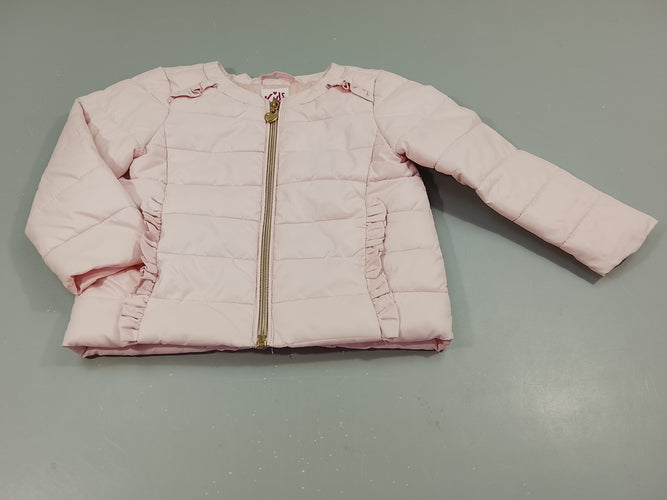 Doudoune light zippée  rose pâle, moins cher chez Petit Kiwi