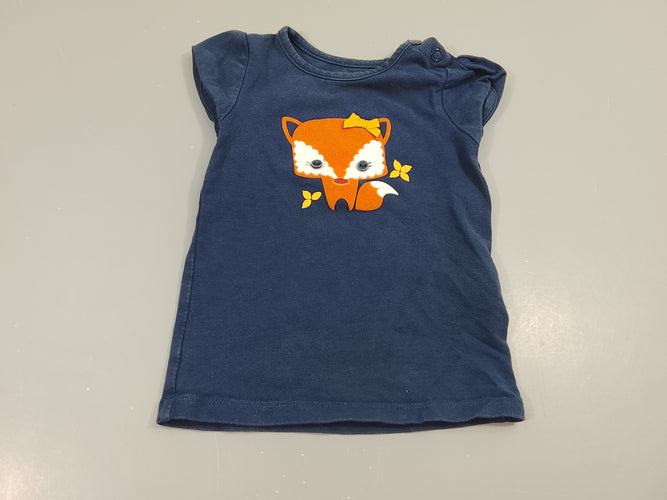 T-shirt m.c bleu marine, renarde (petite tache à l'avant), moins cher chez Petit Kiwi