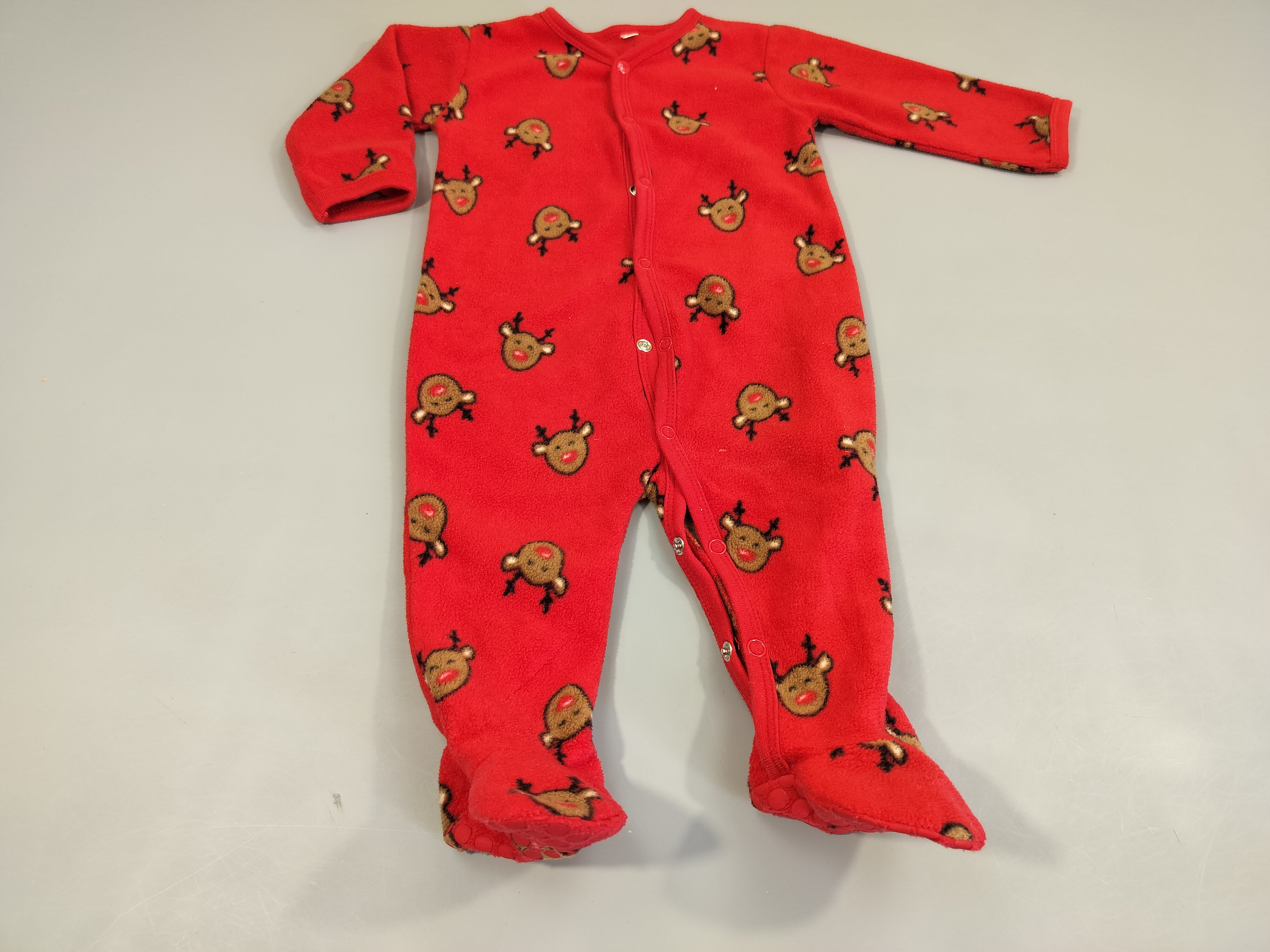 Pyjama velours rouge têtes de rennes