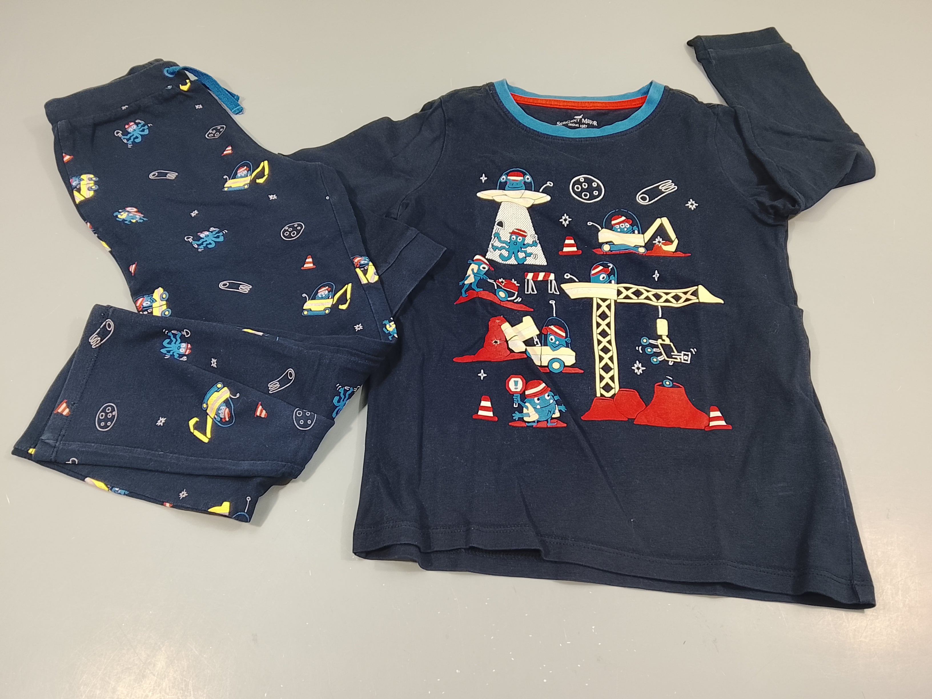 Pyjama 2pcs jersey bleu marine, extraterrestres