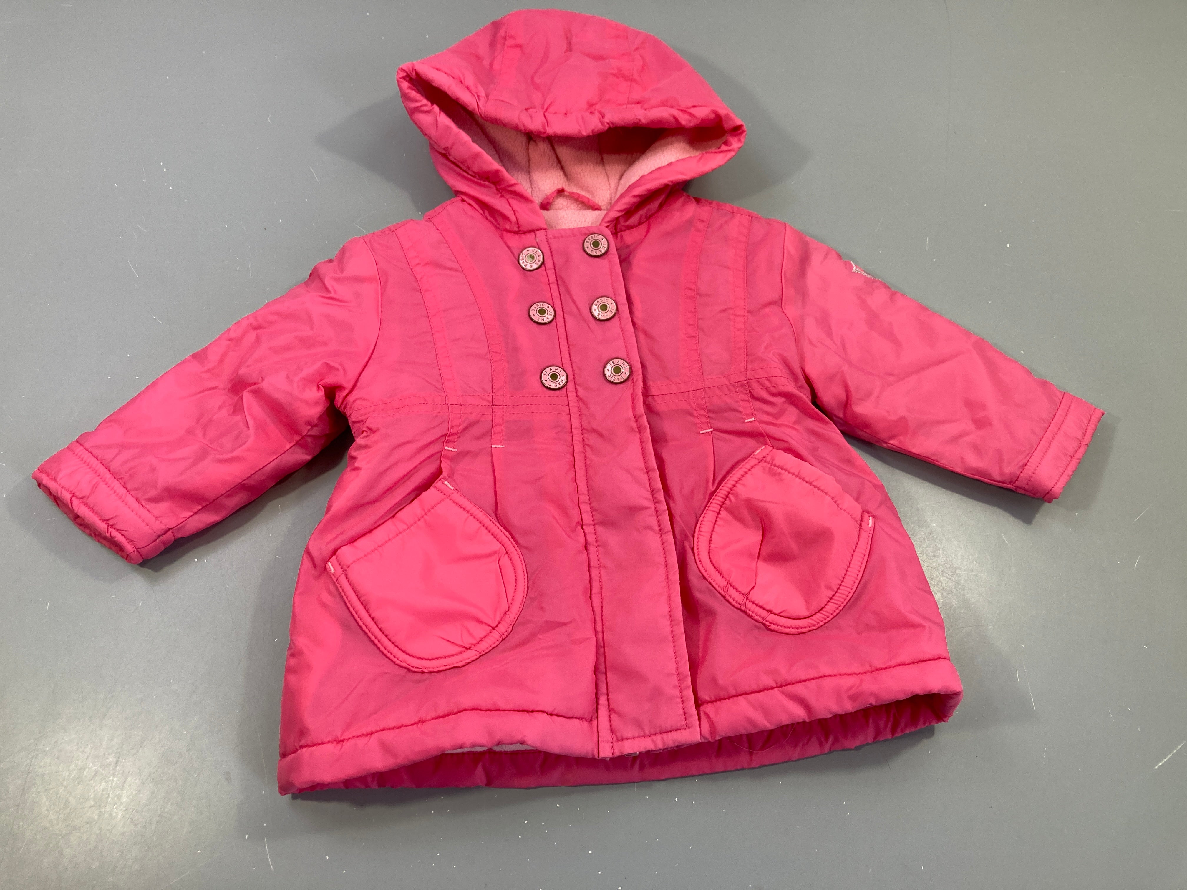 Veste zippée à capuche rose, intérieur chaud