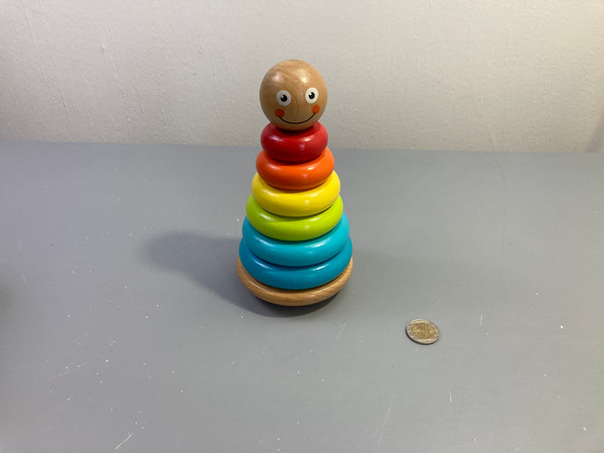 Culbuto en bois tour d'empilement multicolore Jouéco, moins cher chez Petit Kiwi