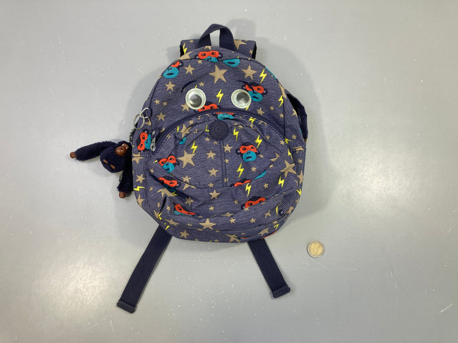 Petit sac à dos Kiping bleu rayé singe, moins cher chez Petit Kiwi