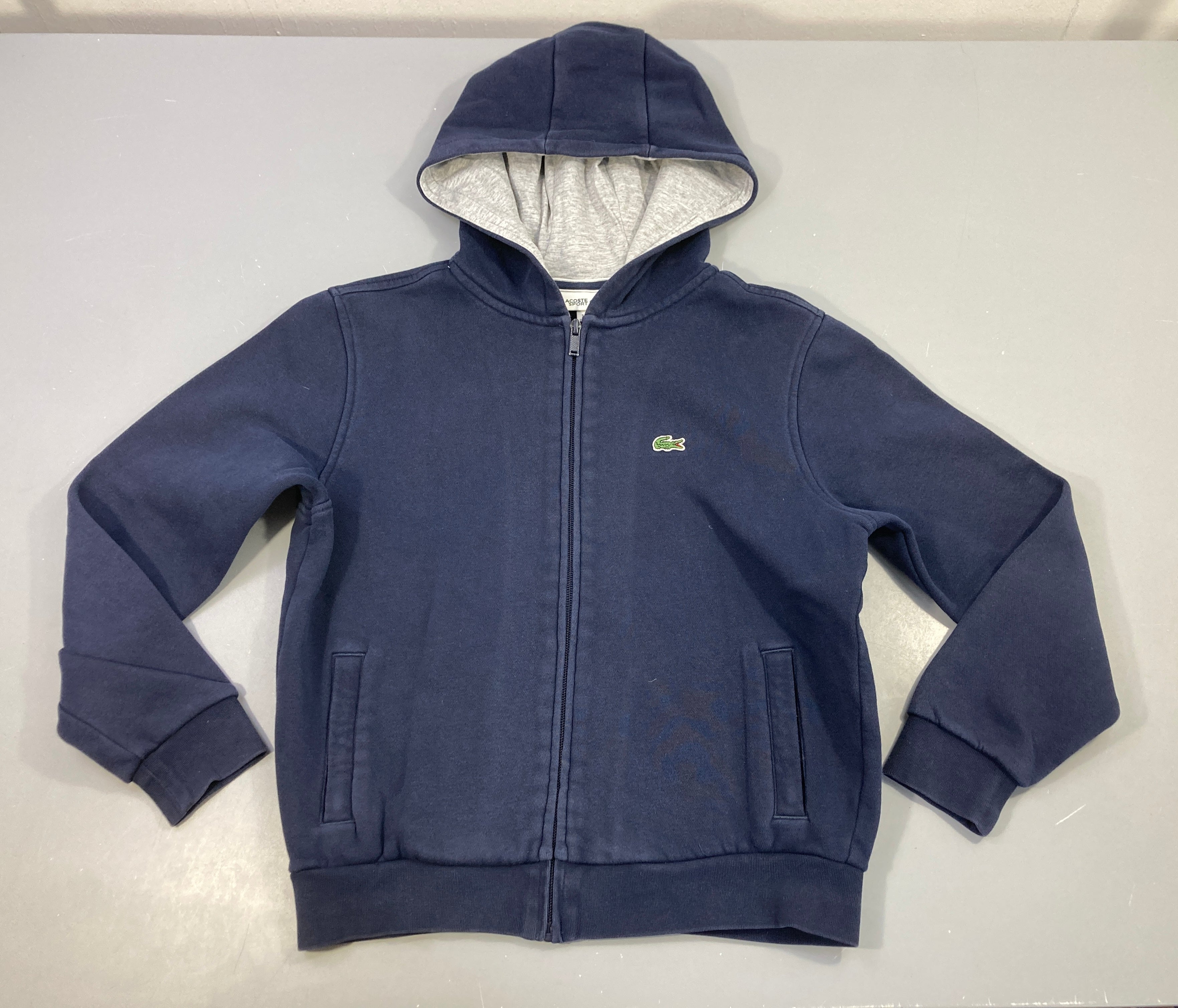 Sweat zippé bleu foncé à capuche Lacoste