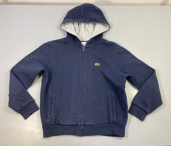 Sweat zippé bleu foncé à capuche Lacoste, moins cher chez Petit Kiwi
