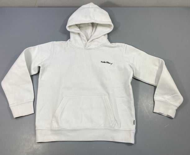 Sweat blanc Ktih Harring à capuche, bouloché, moins cher chez Petit Kiwi