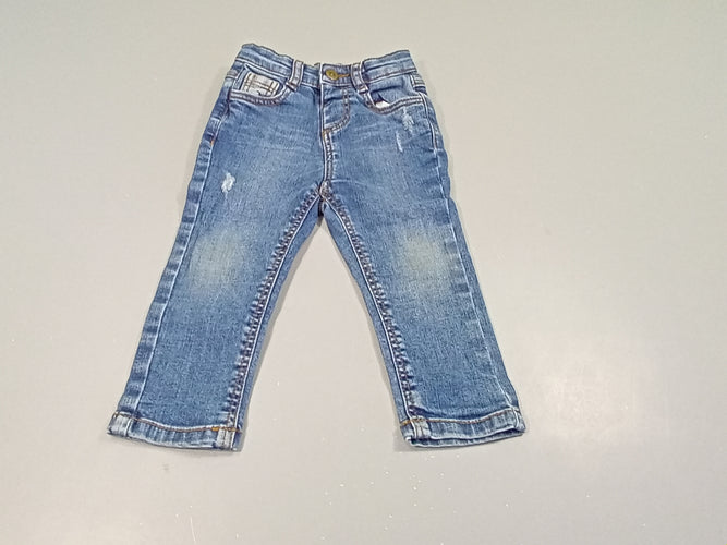 Jeans effet eraillé, poches à carreaux, moins cher chez Petit Kiwi