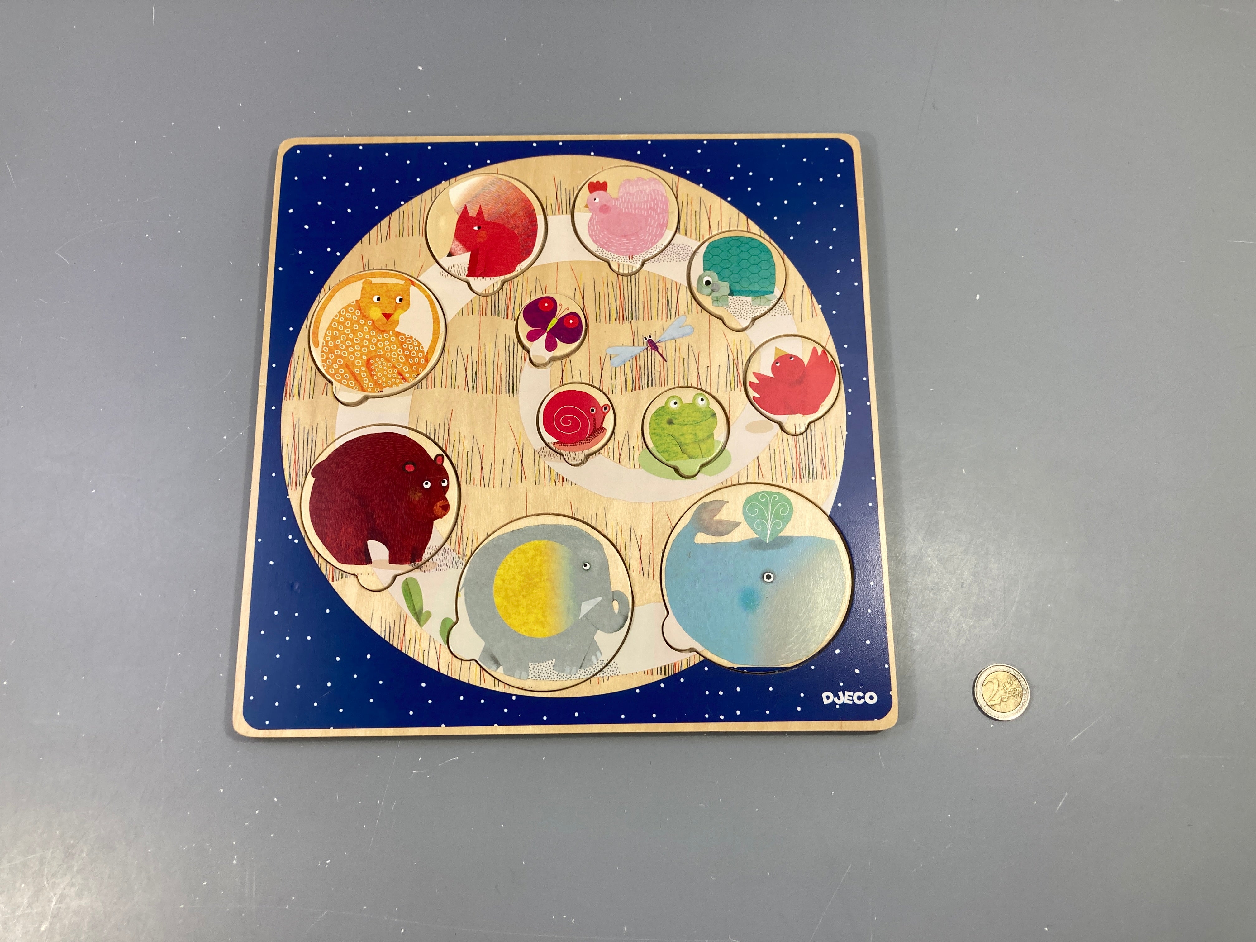 Planche puzzle en bois animaux, sans boite