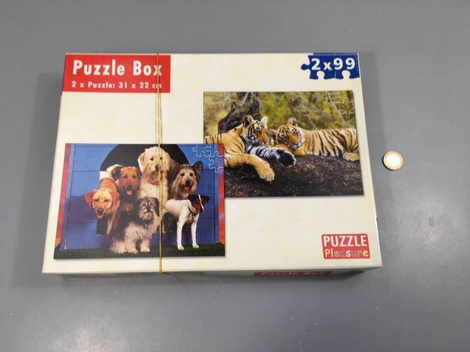 2 Puzzles Chiens-Félins 2x99 Complet, moins cher chez Petit Kiwi