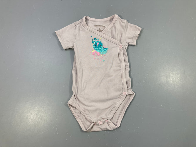 Body m.c lavande oiseau croisé sur le devant, moins cher chez Petit Kiwi