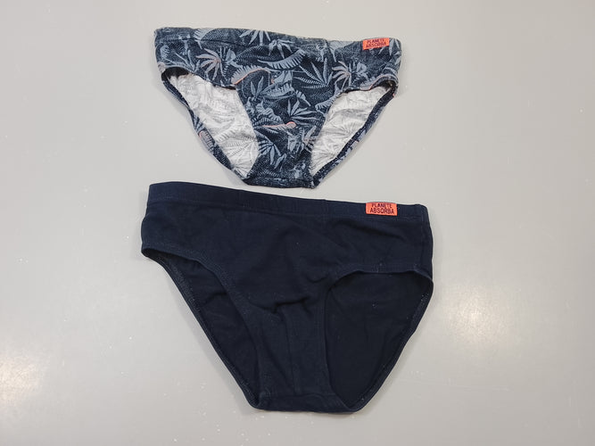 Lot de 2 slips  "Planet Absor,ba" 1 noir et 1 bleu  motifs feuillages, moins cher chez Petit Kiwi