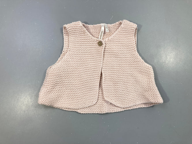 Gilet s.m mailles rose pâle, moins cher chez Petit Kiwi