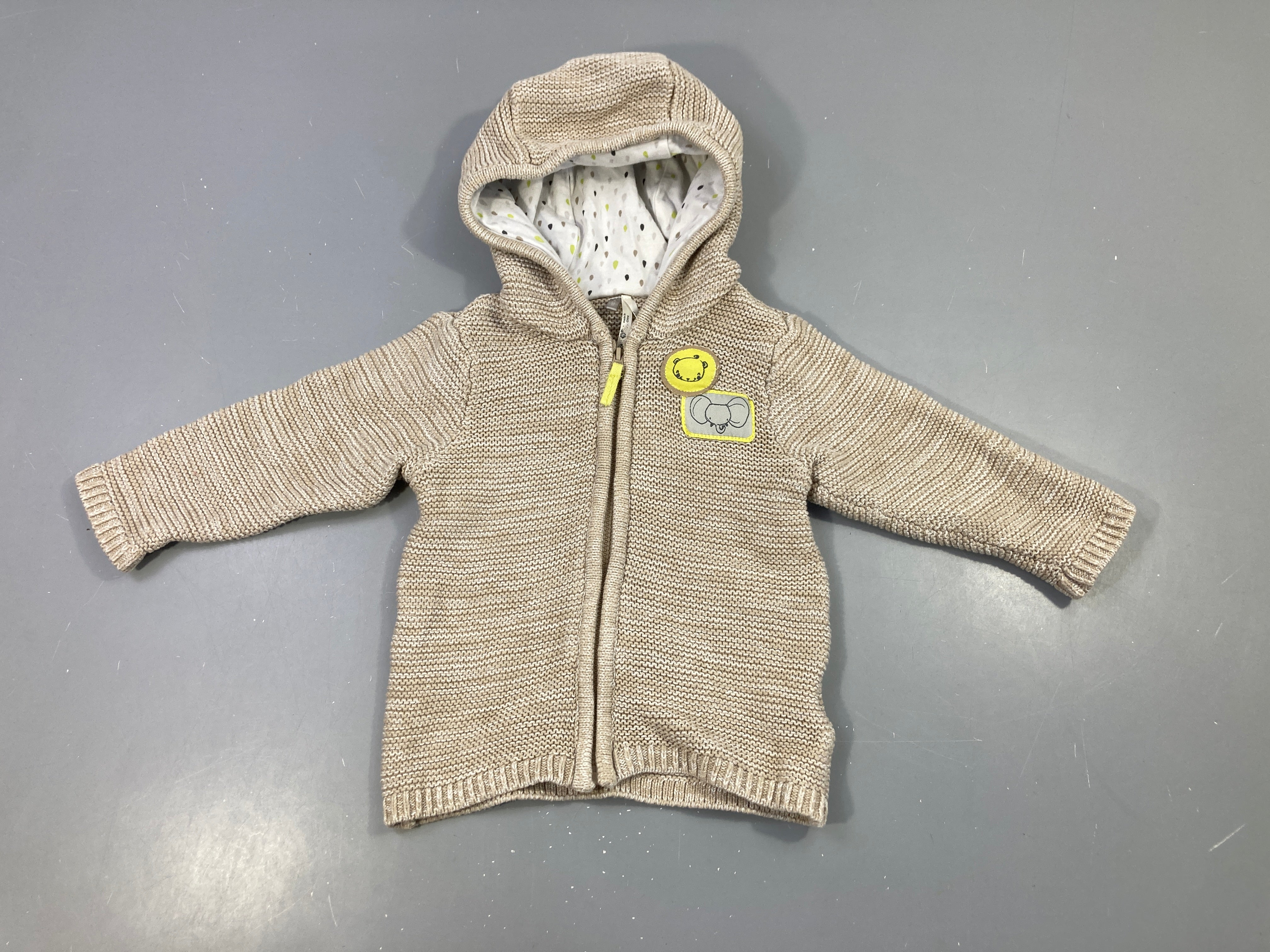 Gilet zippé beige animaux à capuche