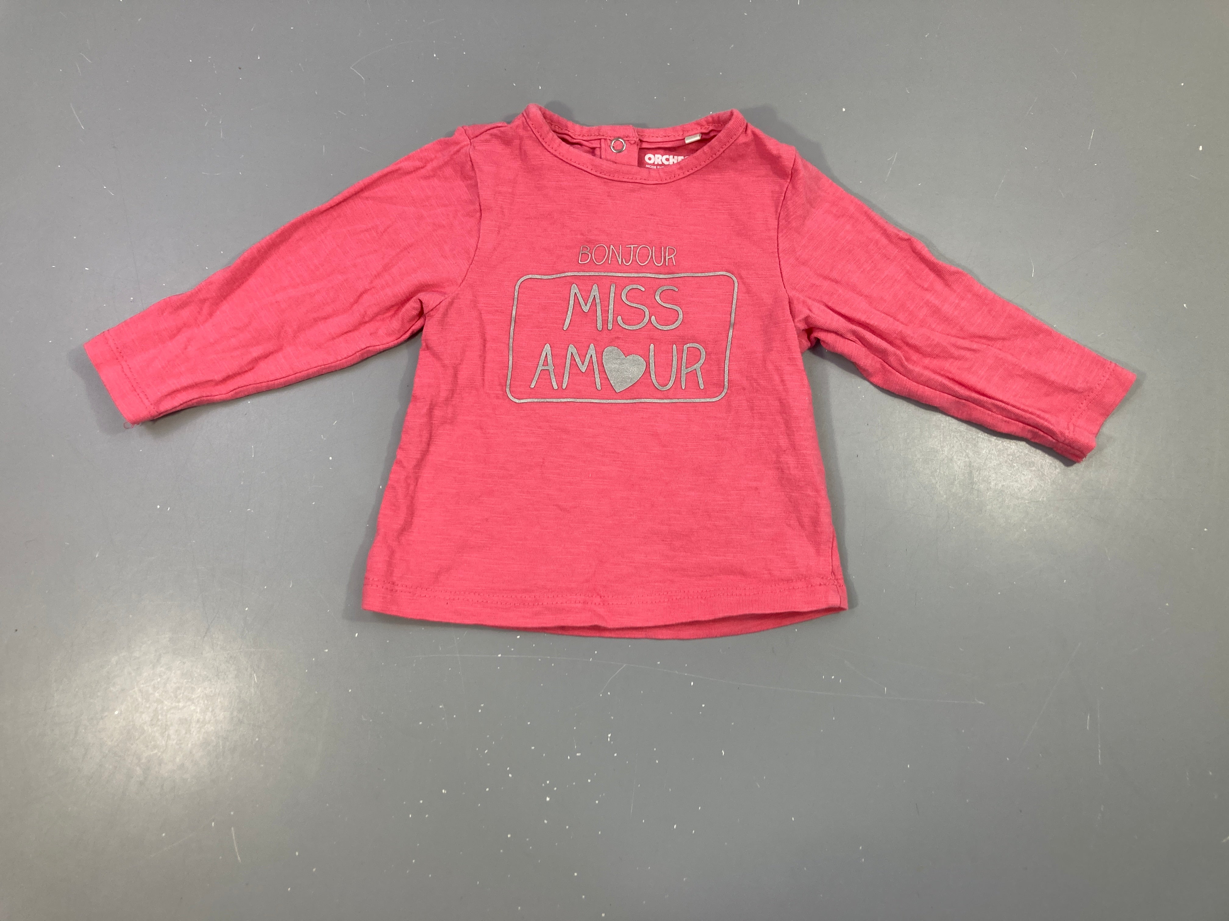 T-shirt m.l rose bonjour miss amour