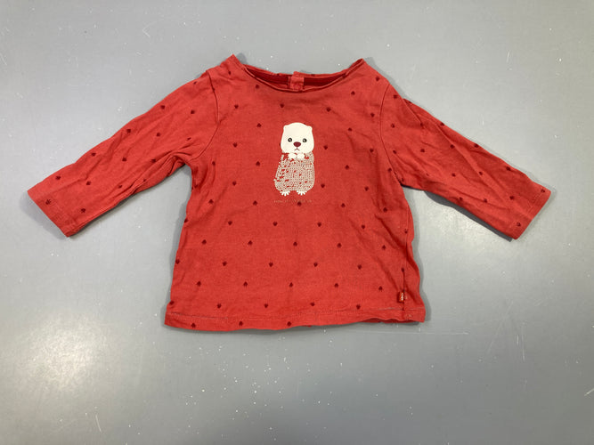T-shirt m.l rouge loutre, flocage un peu abimé, moins cher chez Petit Kiwi