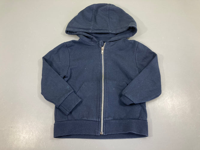 Sweat zippé à capuche bleu foncé, moins cher chez Petit Kiwi